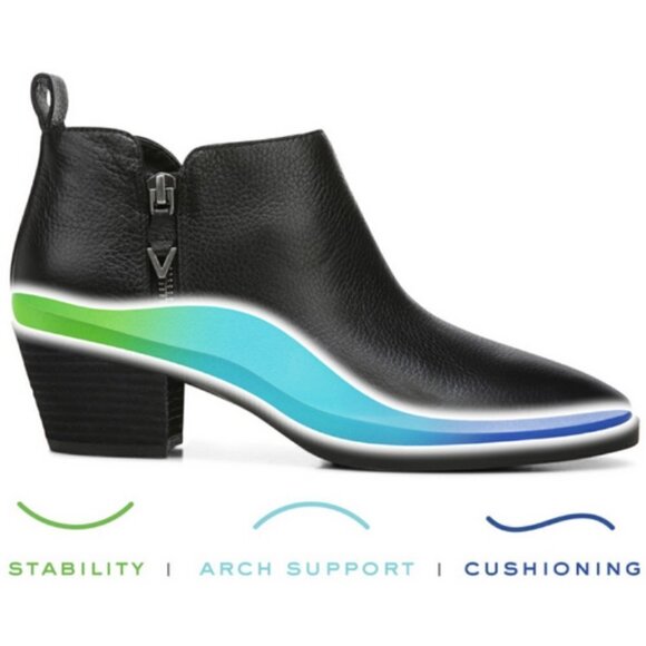 💕VIONIC💕 Cecily Ankle Boot Waterproof Leather Cognac Booties 9 New Without Box - Picture 7 of 16